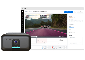 Motive dash cam for safe driving practices