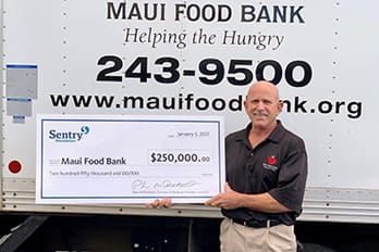 Sentry insurance Maui food bank donation